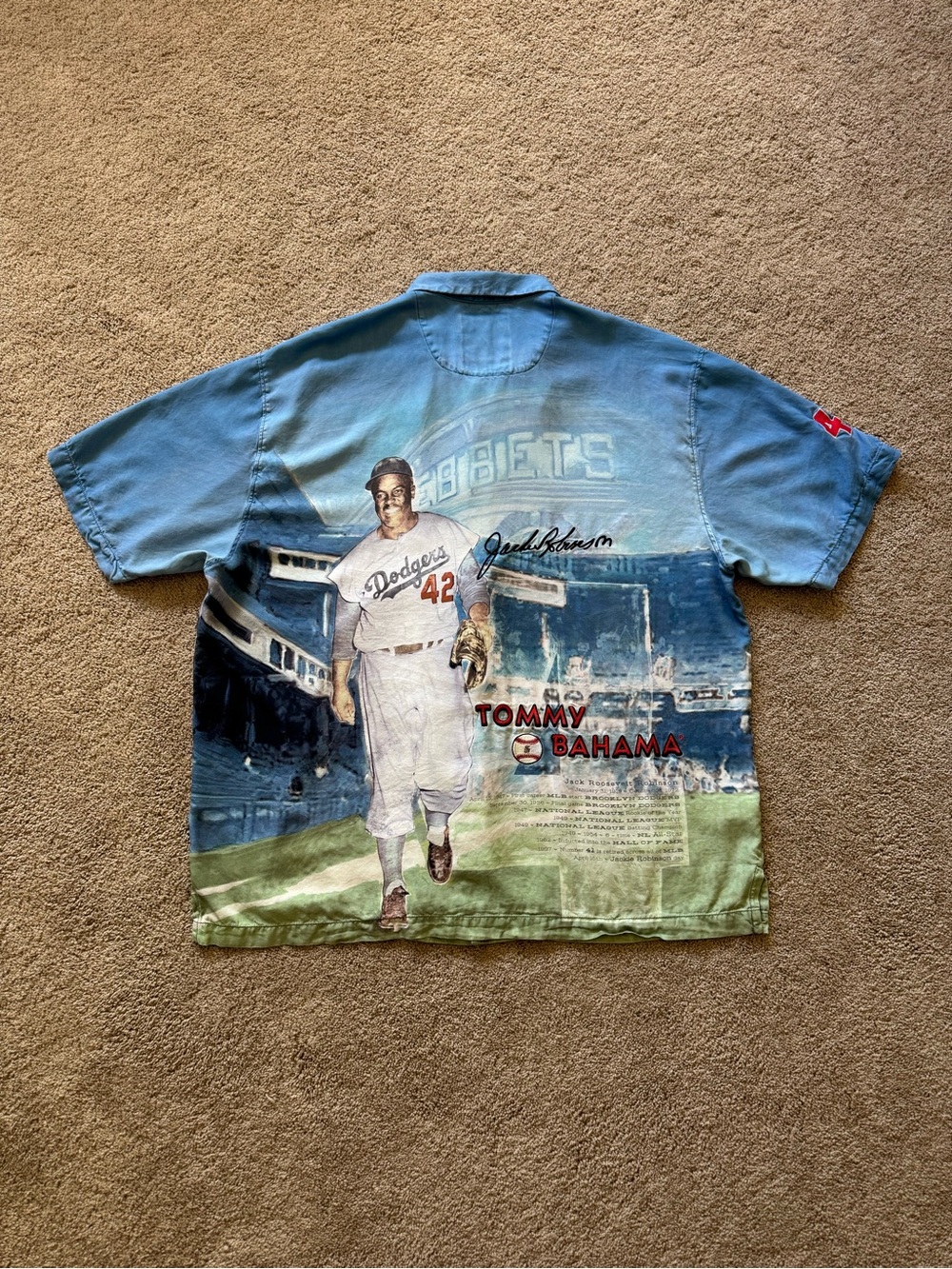 RARE Men’s XL Tommy Bahama Jackie Robinson Silk Button Up, Limited Edition /1000